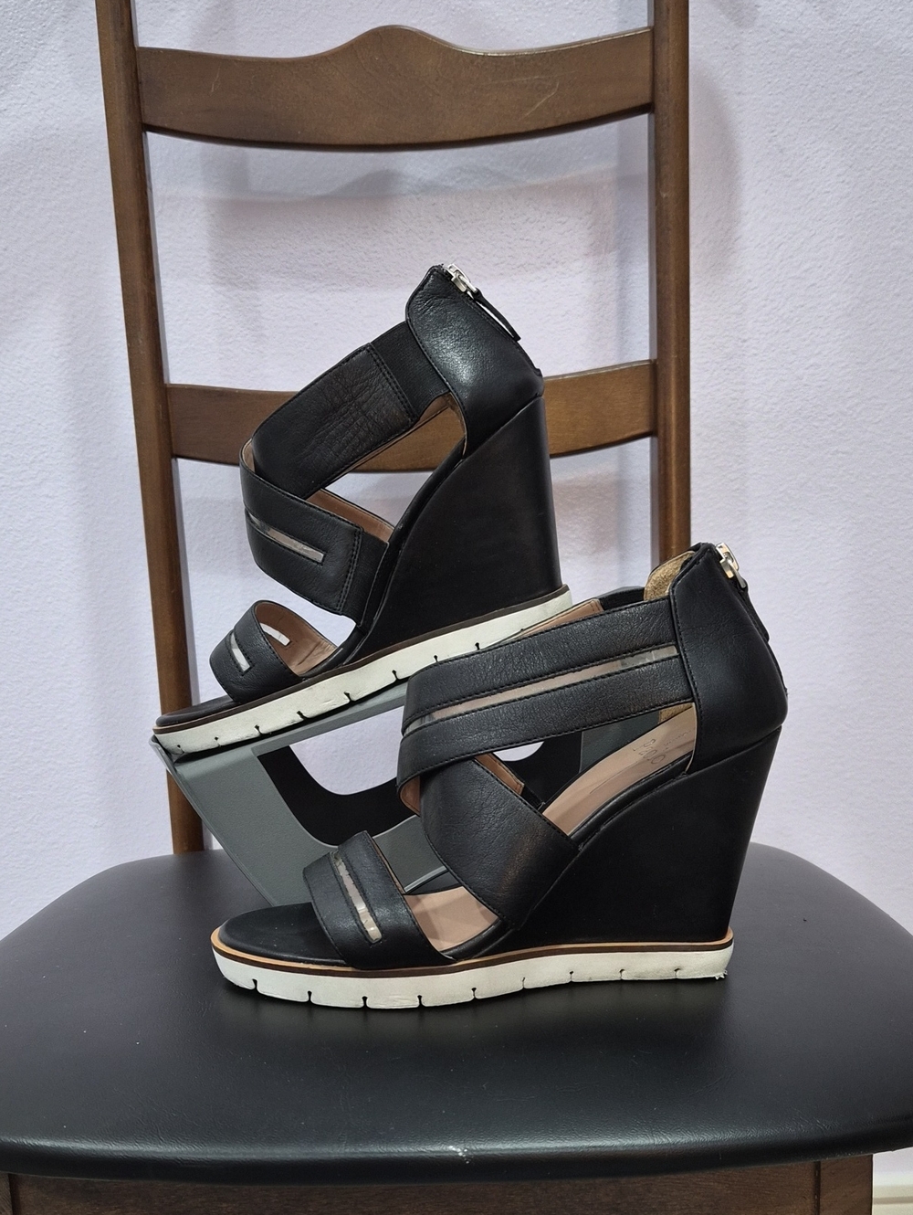 Linea Paolo Women’s Black Wedge Sandal - Strappy Comfort